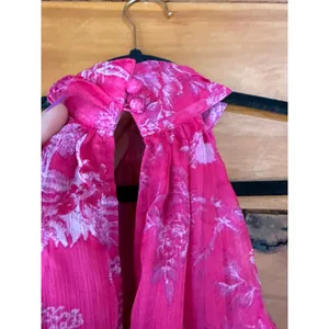 NWT Lulus Float to You Hot Pink Floral Print Halter-Neck Tiered Midi Dress Sz M thumbnail 7