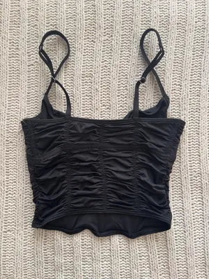 Gilly Hicks black ruched corset style cami top XS thumbnail 2