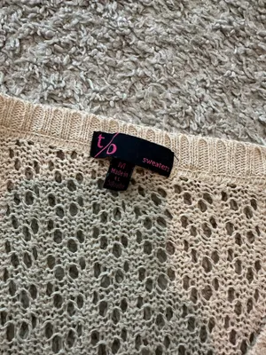 Crochet Swimsuit Coverup Top Tan Size M thumbnail 2