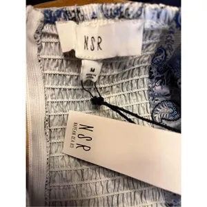 NSR LAYLA PRINTED MIDI DRESS IN BLUE PATCH nwt Size Med (2910) thumbnail 8