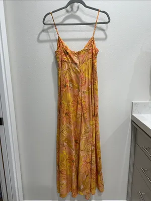 Olivaceous Yellow and Peach Floral Maxi Dress thumbnail 5