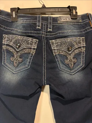 Rock Revival Oliana Mid-Rise Skinny Jeans Bling Pockets Intentional Fading SZ 30 thumbnail 13