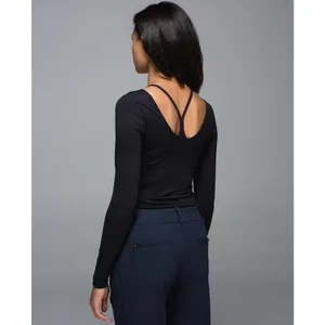 Lululemon Scoop Back Long Sleeve Black Luon Size 6-8 thumbnail 2