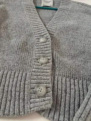 Abercrombie & Fitch Light Gray Knit Button Cardigan thumbnail 3