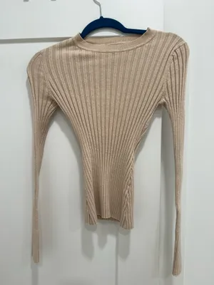 Quince Cotton Cashmere Ribbed Long Sleeve Sweater thumbnail 2