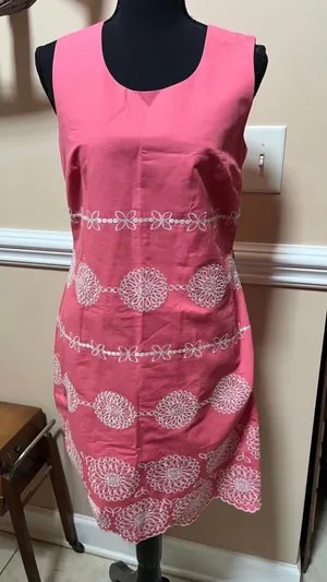 BODEN Cotton Pink White Embroidery Andrea Dress thumbnail 1
