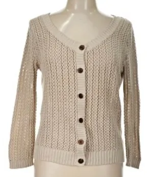 L.O.G.G + H&M Open-weave crocheted cardigan button v-neck long sleeve NEW size L thumbnail 1
