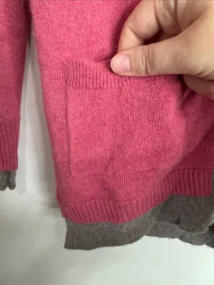 Banana Republic Cashmere Wool Raspberry V-neck Button-down Cardigan Grey Trim S thumbnail 8