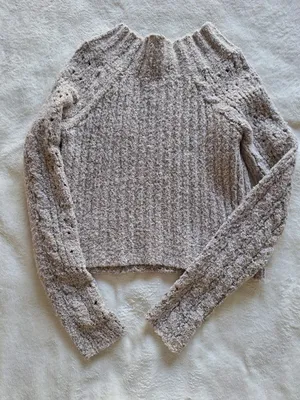 Free People Avalon Boucle Knit Mock Neck Cropped Sweater M thumbnail 8