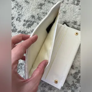 Badgley Mischka white slim quilted vegan long cards wallet NWT thumbnail 7