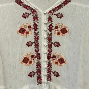 Free People Ariana White and Red embroidered tunic top size X Small thumbnail 5