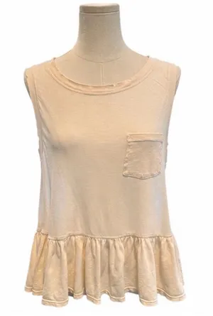 We the Free Cream Sleeveless Ruffle Hem Pocket Top Size Medium thumbnail 1