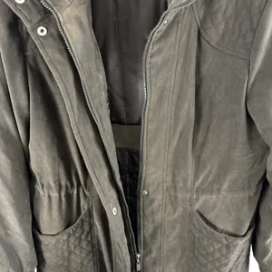 Croft‎ & Barrow Brown Full Zip Soft Faux Suede Mock Neck Jacket Pockets Size L thumbnail 5