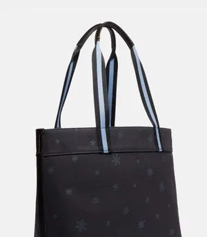 Coach Peanuts Large Tote With Snoopy Ski Motif Denim Multi thumbnail 7