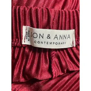 Jon & Anna Women's Red Pleated Plisse High Rise Tie Wide Leg Trousers Pants Sz L thumbnail 5