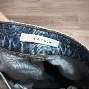 Pacsun Baggy Jean 26 Painted Denim Paint Flower Rainbow Sun Eye Button Fly thumbnail 6