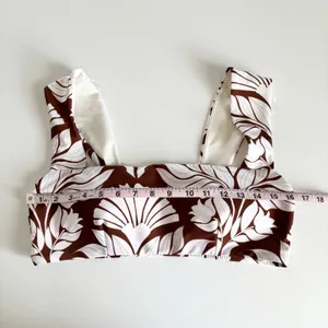 Alex Marie Brown & White Tropics Wide Strap Bandeau Bikini Top Womens Large Swim thumbnail 4