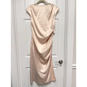 BHLDN Anthropologie Francesca High-Neck Satin Maxi Dress Cream‎ Medium NWT thumbnail 4