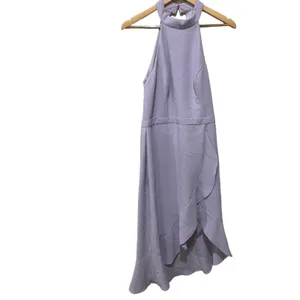 Aqua Lilac Crepe Scoop‎ Neck Ruffle Midi Dress Size 12 thumbnail 3