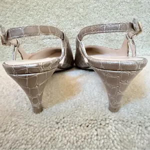 Cole Haan Julianna Low Sling Beige Crock Print‎ Career Slingback Heels size 7.5 thumbnail 5