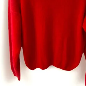 80s Vintage Red Angora Silk Sweater M Cable Knit Pearl Buttons Retro Twee Preppy thumbnail 16
