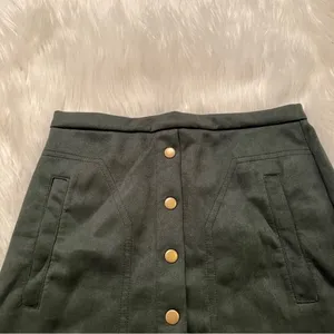 Naggoo Women's Size‎ Medium High Waist Mini Skirt Army Green Faux Suede Button thumbnail 5
