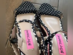Betsey Johnson Polka Dot Rainbow Espadrille Wedge Open Toe Sandal size 6 thumbnail 5
