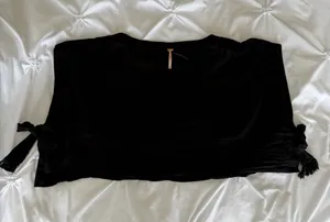 Free People Black Tie-Sleeve Tank Top thumbnail 1