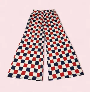 Jade by Jane Wide-Leg Checkerboard Pants - Red, Navy & White thumbnail 1