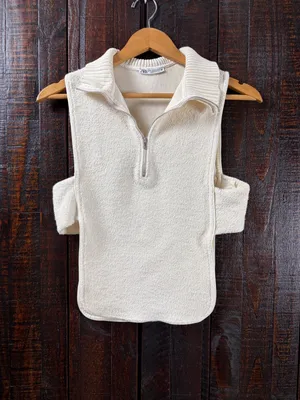 Zara Open Sides Knit Sweater Vest Cape Top XS/S thumbnail 3