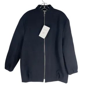 Zara Monteco Wool Front Zip Oversized Bomber Jacket Black Size XS thumbnail 4