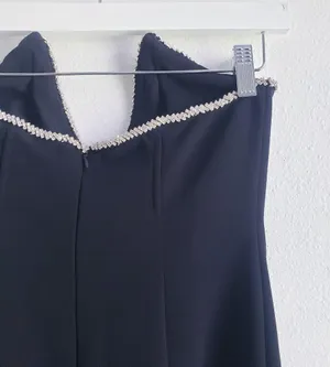 Anthropologie NWT /Minimalist Lovers Commense Rhinestone Trim Mini Dress thumbnail 6