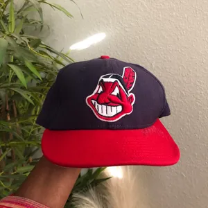 Cleveland Indians Hat Cap Size 7 1/8 Fitted New Era 59Fifty 5950 Chief Wahoo MLB USA Authentic thumbnail 1