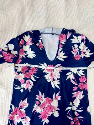 Women's Nautica Floral Swim Coverup Dress, Size L, Blue and Pink thumbnail 7