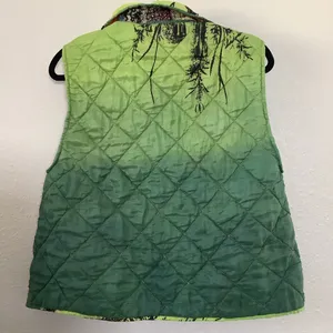 Reversible Green Multicolor Colorful‎ Patchwork Quilted Artsy Goblincore Vest L thumbnail 2