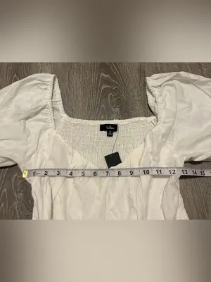 Lulus White Linen Blend Puff Sleeve Mini Dress Womens Size M NWT thumbnail 4