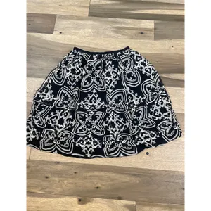 J.Crew Silk Chiffon Midi Skirt Size 8 Black Cream Boho Print Lined thumbnail 8