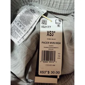 Adidas Pacer Woven High Training Shorts Women XS Grey 3" Inseam Athlesiure Yoga thumbnail 3
