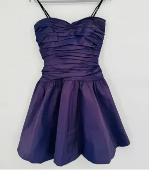 Tadashi Shoji Strapless Mini Dress Purple Size 0 Vintage 90’s Irridescent thumbnail 1