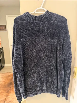 Zenana Premium Soft Grayish Blue Chenille Velvet Oversized Sweater Size Small thumbnail 2