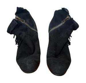 Sam Edelman Louie Black Suede Fringe Ankle Boots 6.5M Western Booties thumbnail 1