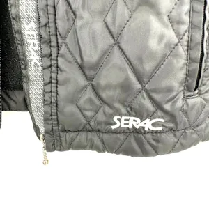 SERAC size small black quilted puffer vest zip up front fleece sides zip pockets thumbnail 4