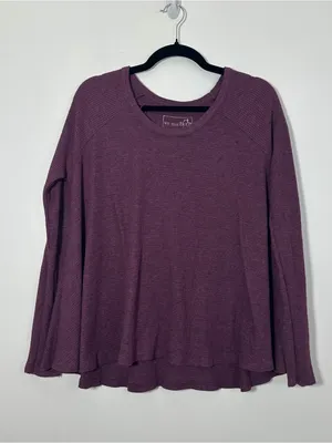 Free People We The Free Women’s Medium Purple Waffle Knit Thermal Top thumbnail 2