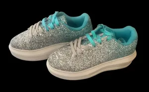 Southern Fried Chicks Turquoise/Silver Glitter Sneakers Women’s Size 8.5 thumbnail 1