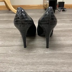 Gunmetal Black Suede Leather Platform Stiletto Pumps Italy 37 thumbnail 5