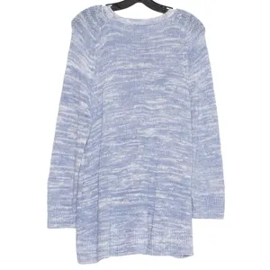 Loft‎ Womens Sweater Tunic Long Sleeve Crewneck Beachy Blue White Size XL EH thumbnail 3