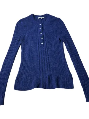 Madewell Blue Ribbed Henley Sweater Size S Alpaca Blend CKP492741785 Long Sleeve thumbnail 2