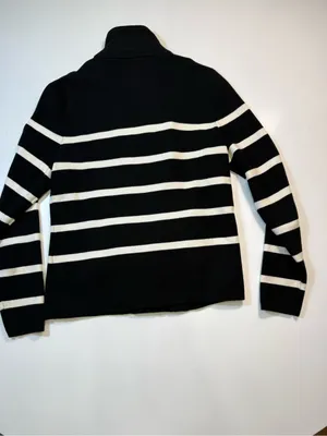 Lauren Ralph Lauren Cotton Blend Black and White Striped Zip Cardigan thumbnail 8