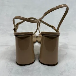 Sam Edelman Block Heel Sandals Square‎ Toe Ankle Strap Nude Beige Size 9M thumbnail 6