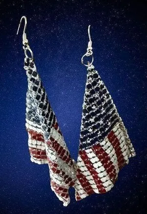 Handmade New American Flag Earrings Drop Dangle Stars Stripes Patriotic July 4 Ve… thumbnail 3